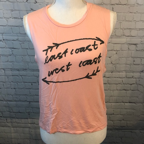 AMERICAN EAGLE Peach Sleeveless Tank with Gray Writing-Small - Picture 1 of 2